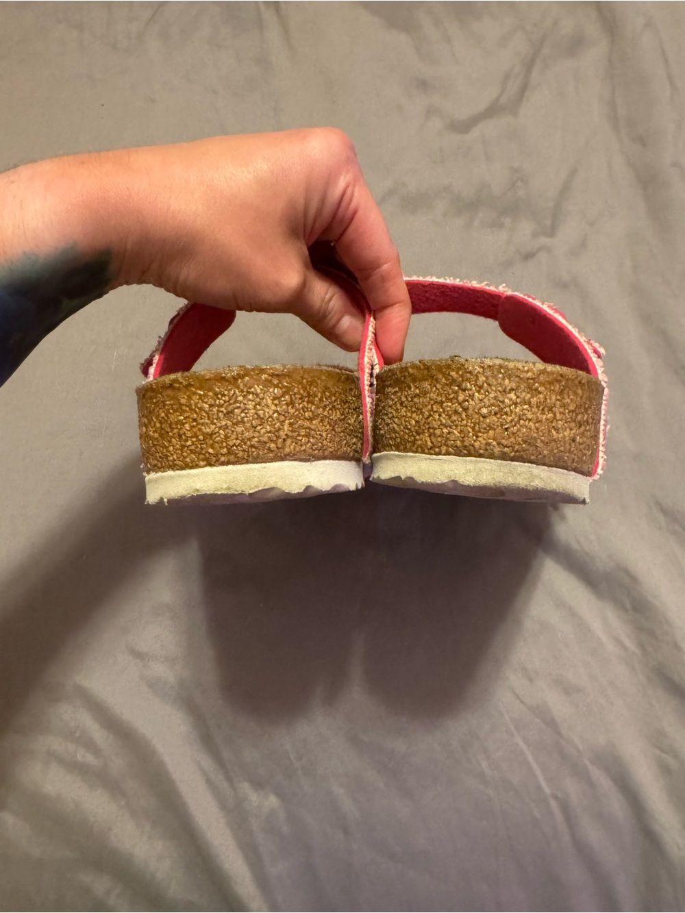 Birkenstock Hot Pink Frayed Double-Strap Sandals 39 - Picture 4 of 7